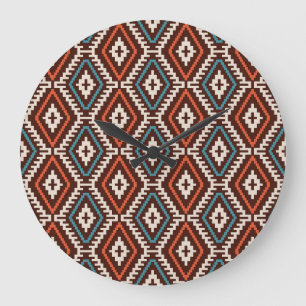 Ethnic Bohemian Fashionable Seamless Ornament Large Clock