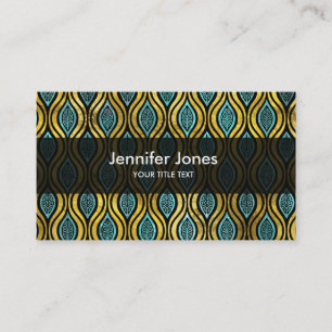 Ethnic Bohemian Gold and Blue glass pattern Business Card