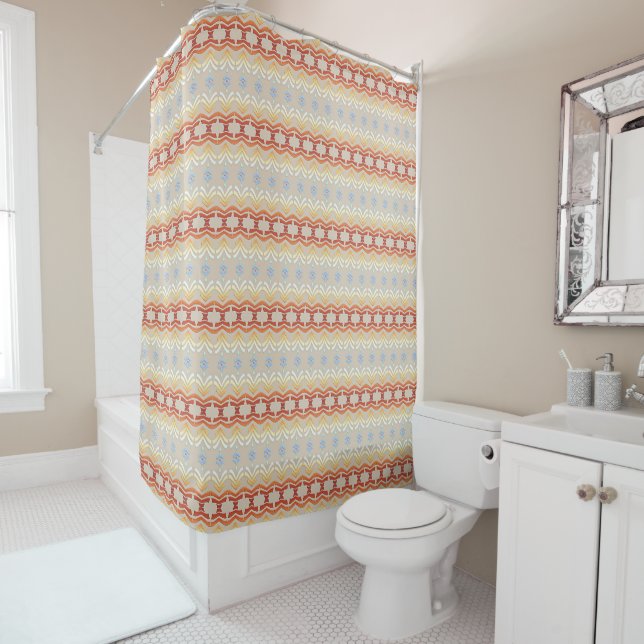 ethnic bohemian style geometric pattern. shower curtain (In Situ)