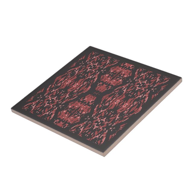 Ethnic Boho Antique Pattern Brown Pink Red Ceramic Tile (Side)