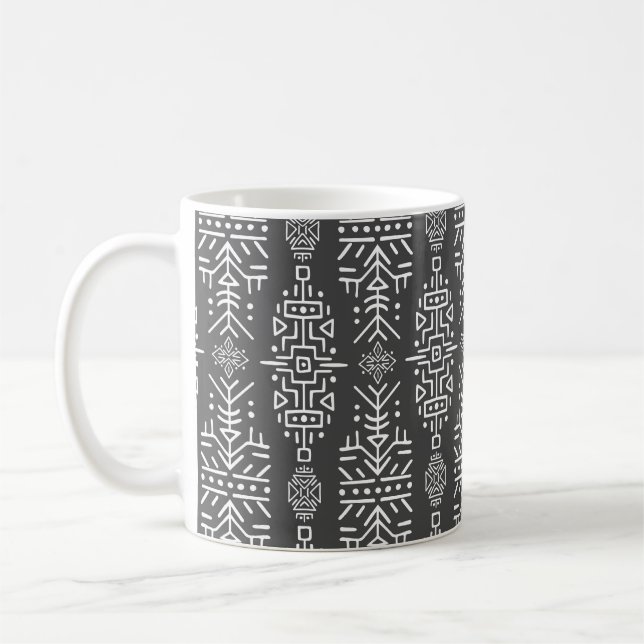 Ethnic Boho Chic: Seamless Tribal Design Coffee Mug (Left)