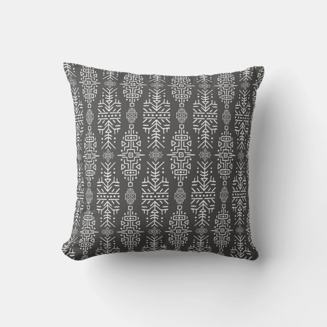 Ethnic Boho Chic: Seamless Tribal Design Cushion (Front)
