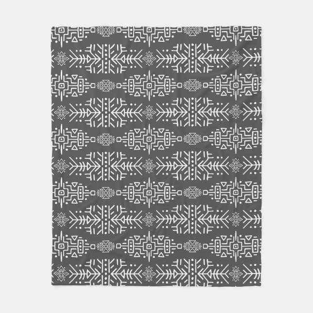 Ethnic Boho Chic: Seamless Tribal Design Fleece Blanket (Front)