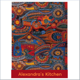 Ethnic Boho Colorful Pattern Red Blue & Gold Standard Apron