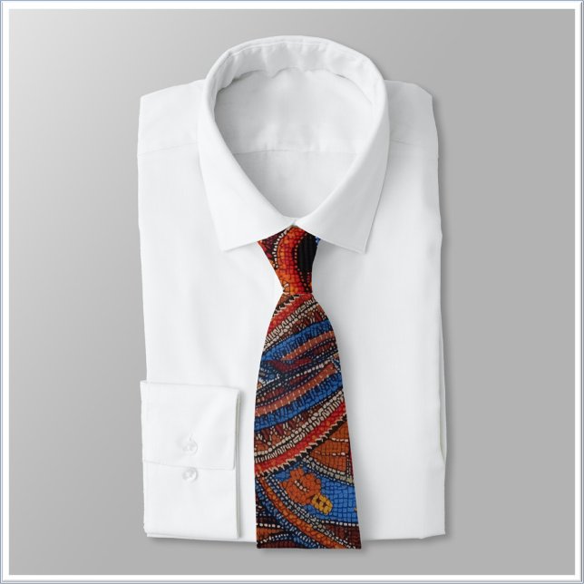 Ethnic Boho Colorful Pattern Red Blue & Gold Tie (Creator Uploaded)