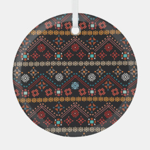 Ethnic Boho: Colourful Tribal Seamless. Glass Tree Decoration