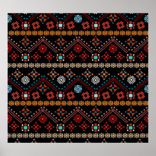 Ethnic Boho: Colourful Tribal Seamless. Poster