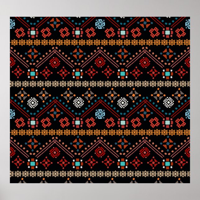 Ethnic Boho: Colourful Tribal Seamless. Poster (Front)