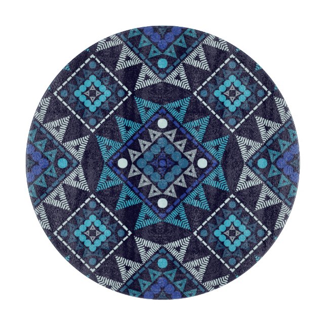 Ethnic Boho Embroidery Seamless Pattern Cutting Board (Front)