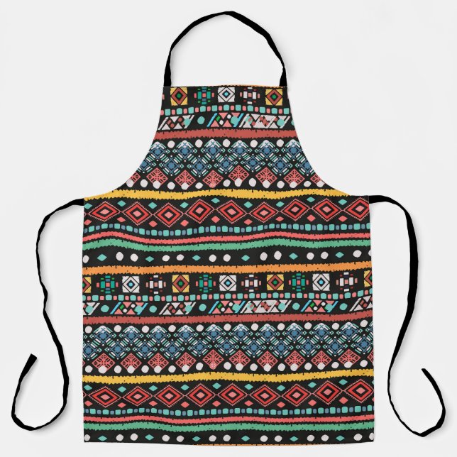 Ethnic Boho: Geometric Pixel Print Apron (Front)