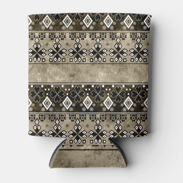 Ethnic Boho Grunge: Colourful Pattern Can Cooler (Front)