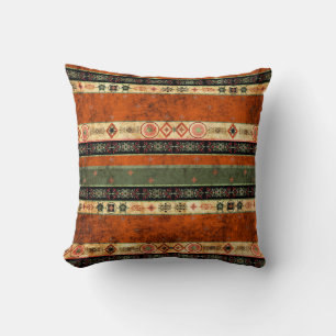 Ethnic Boho Grunge, Colourful Pattern. Cushion