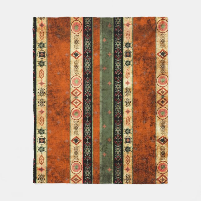 Ethnic Boho Grunge, Colourful Pattern. Fleece Blanket (Front)