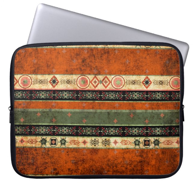 Ethnic Boho Grunge, Colourful Pattern. Laptop Sleeve (Front)
