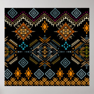 Ethnic Boho Ornament Seamless Pattern Poster