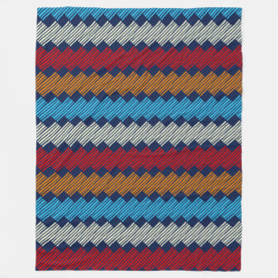 Ethnic Boho Pattern Lace Embroidery on Fabric Fleece Blanket