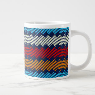 Ethnic Boho Pattern Lace Embroidery on Fabric      Large Coffee Mug