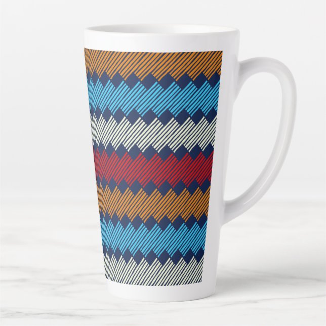 Ethnic Boho Pattern Lace Embroidery on Fabric      Latte Mug (Right)