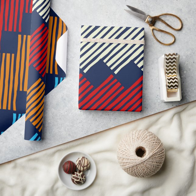 Ethnic Boho Pattern Lace Embroidery on Fabric      Wrapping Paper (Crafts)