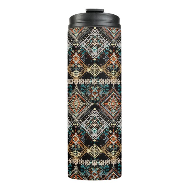 Ethnic boho seamless pattern. Ethno ornament. Trib Thermal Tumbler (Front)