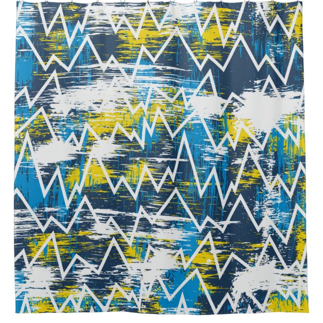 Ethnic boho seamless pattern. Zigzag pattern. Scri Shower Curtain (Front)