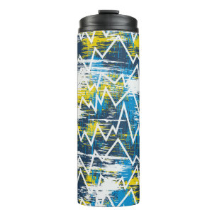 Ethnic boho seamless pattern. Zigzag pattern. Scri Thermal Tumbler
