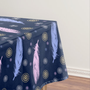 Ethnic Boho Style Feathers Tablecloth