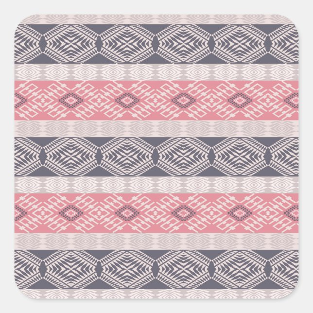 Ethnic boho style geometric pattern. square sticker (Front)
