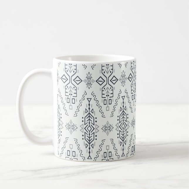 Ethnic Boho: Trendy Hand-Drawn Seamless. Coffee Mug (Left)