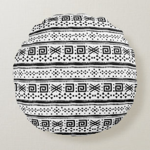 Ethnic Boho Tribal Art Print Round Cushion