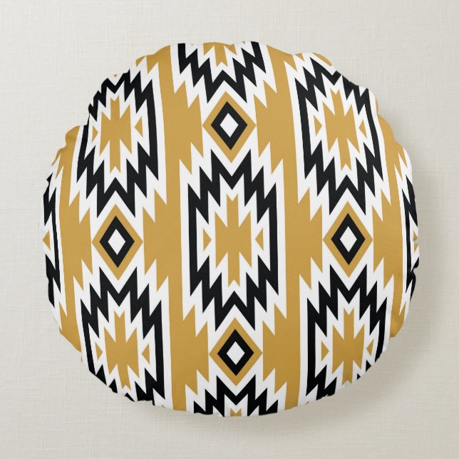 Ethnic boho: vintage geometric pattern. round cushion (Front)