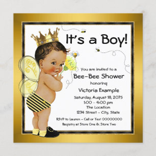 Ethnic Boy Bee Baby Shower Invitation