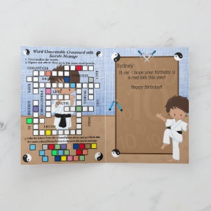 Ethnic Boys Karate Secret Message Happy Birthday Card