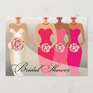 ETHNIC BRIDE Bridal Shower   fuschia Invitation