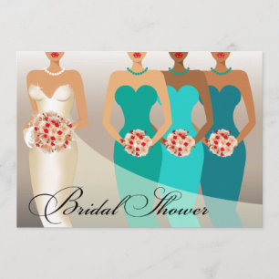 ETHNIC BRIDE Bridal Shower   teal Invitation