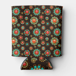 Ethnic Brooches Seamless Pattern Can Cooler