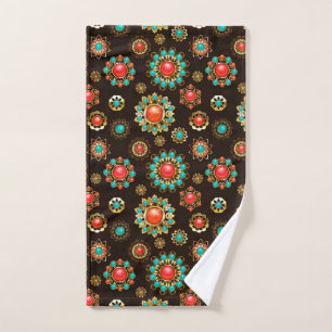Ethnic Brooches Seamless Pattern Hand Towel