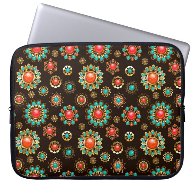 Ethnic Brooches Seamless Pattern Laptop Sleeve (Front)