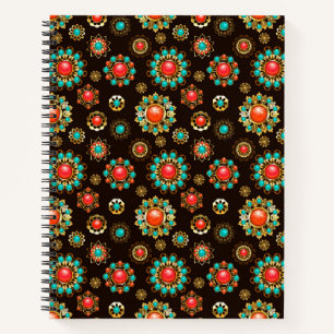 Ethnic Brooches Seamless Pattern Notebook