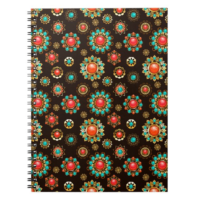 Ethnic Brooches Seamless Pattern Notebook (Front)