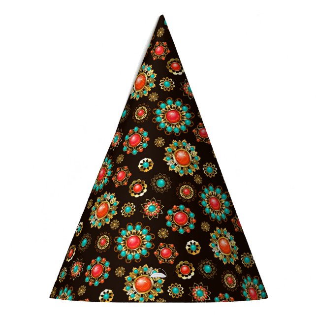 Ethnic Brooches Seamless Pattern Party Hat (Left)