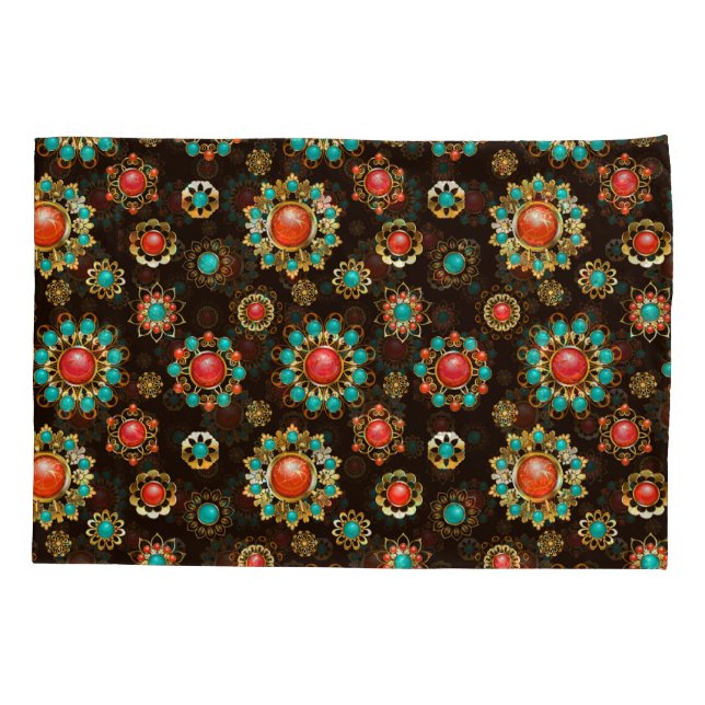 Ethnic Brooches Seamless Pattern Pillowcase (Back)