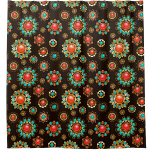 Ethnic Brooches Seamless Pattern Shower Curtain