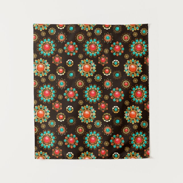 Ethnic Brooches Seamless Pattern Tapestry (Front)