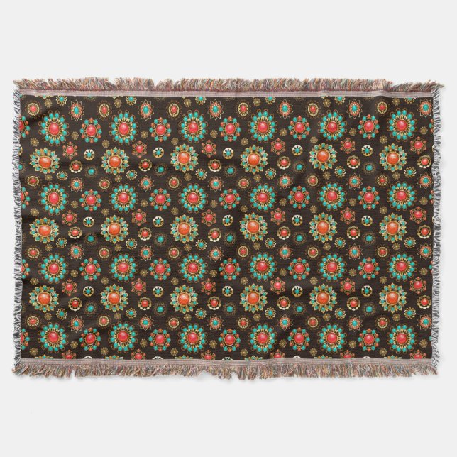 Ethnic Brooches Seamless Pattern Throw Blanket (Front)