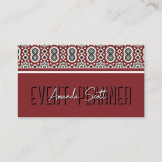 Ethnic Burgundy Sindhi Ajrak Tribal Pattern Business Card