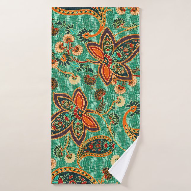 ethnic butta design background Pattern in illustra Bath Towel (Bath Towel)