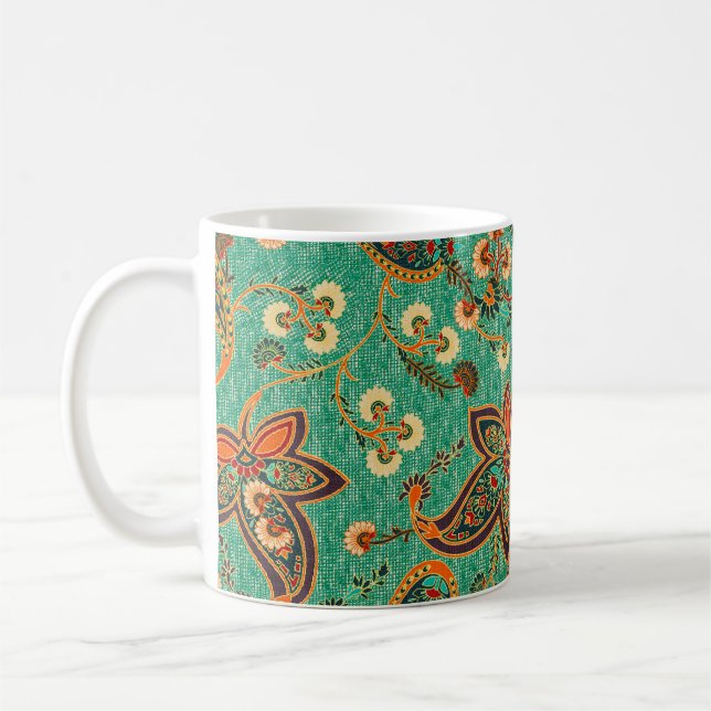 ethnic butta design background Pattern in illustra Coffee Mug (Left)