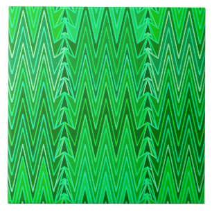 Ethnic Chevron Damask, Emerald and Lime Green Ceramic Tile