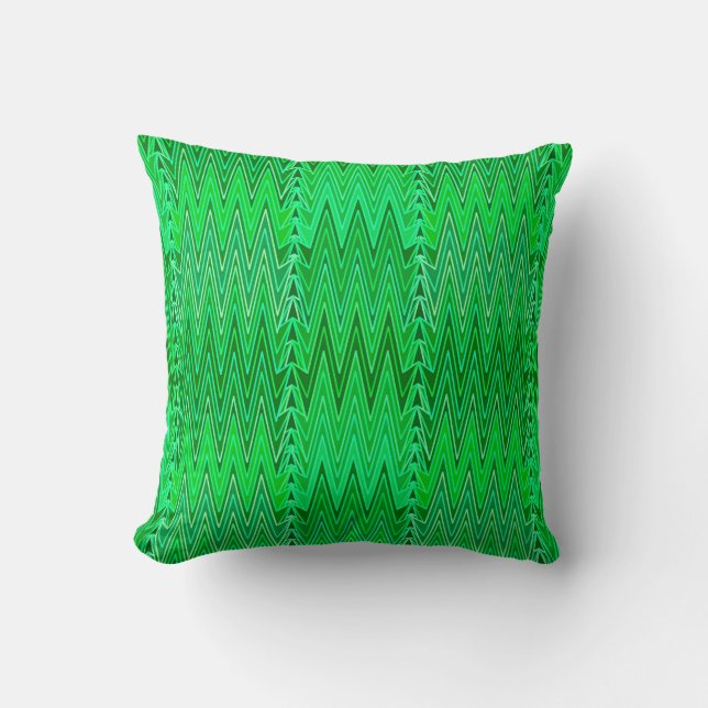 Ethnic Chevron Damask, Emerald and Lime Green Cushion (Front)